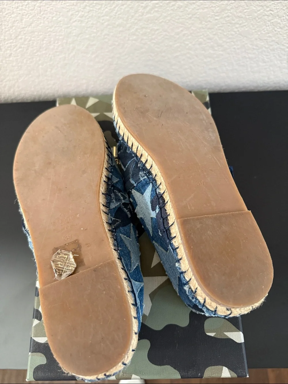 Valentino Garavani Blue Denim Camouflage Espadrilles